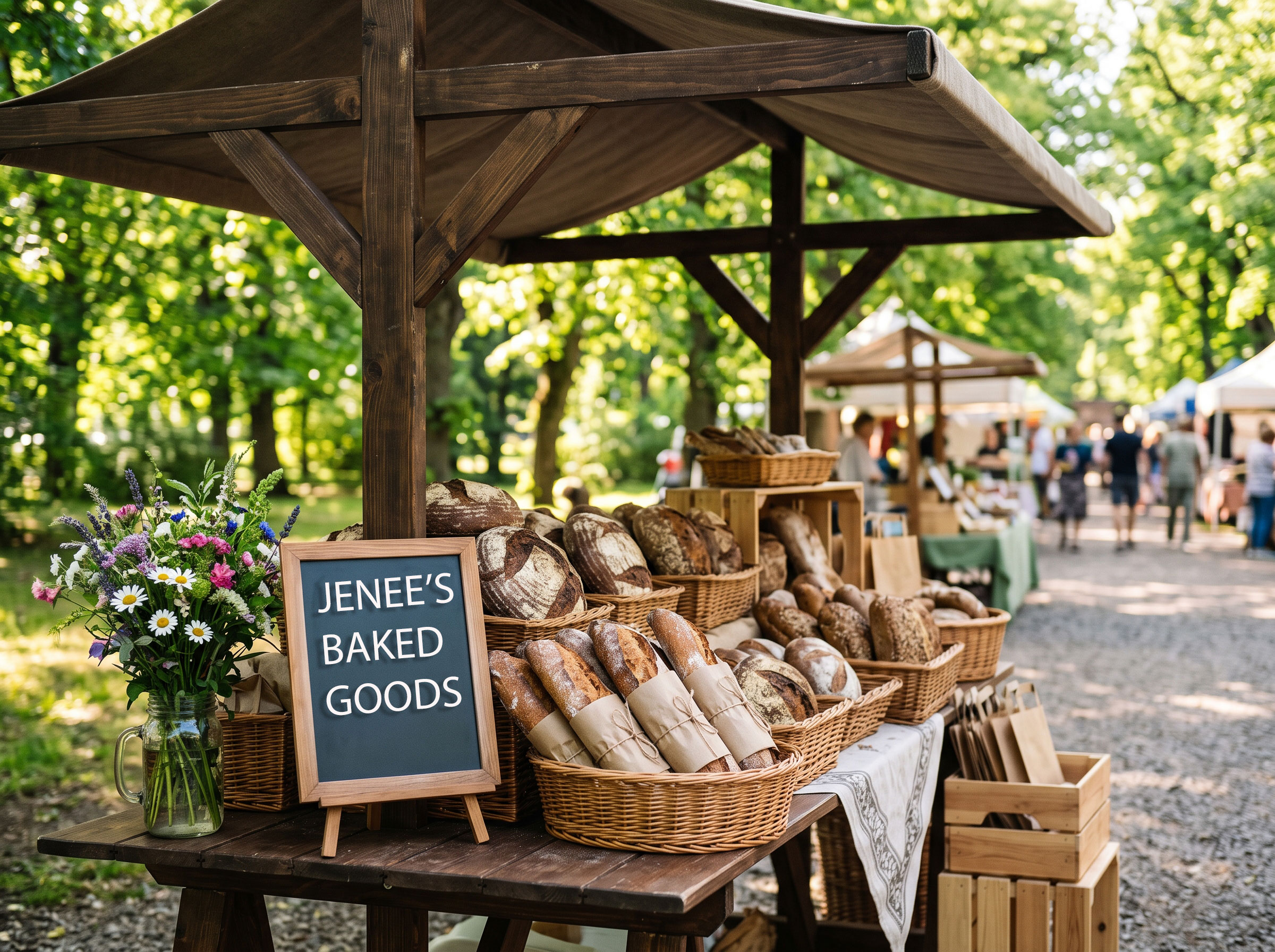 Jenee's bread stall at the farmers market